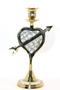 Pirinç Sedefli Tekli Şamdan Model 2