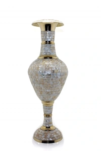 Pirinç Sedefli Vazo 45 Cm