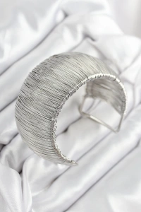 Pirinç Tel Sarma Model Gümüş Renk Kadın Bileklilk