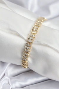 Pirinç VIP Seri Gold Renk Oval Sıralı Kadın Bileklik