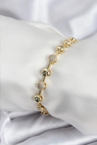 Pirinç VIP Seri Gold Renk Topçuk Model Kadın Bileklik