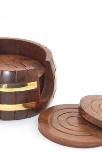 Pirinç Yuvarlak Ahşap Bardak Altı