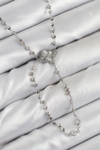 Pirinç Zirkon Taşlı Yonca Model Gümüş Renk Kadın Y Kolye