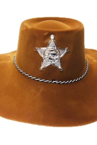 Plastik Kovboy Şapkası Nubuk Kaplama Kahve