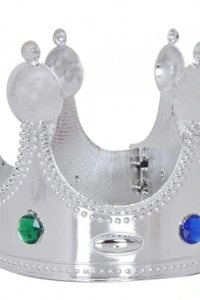 Plastik Kral Tacı Gümüş Renk Yetişkin 55 cm