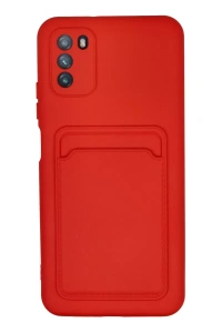 Pocophone M3 Kılıf Kelvin Kartvizitli Silikon - Kırmızı