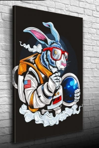 Pop Art Tarzı Astranot Tavşan Kanvas Tablo 50 x 70