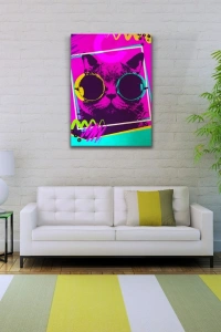 Pop Art Tarzı Eflatun Tonlarda Dekoratif Kanvas Tablo 50 x 70