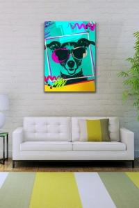 Pop Art Tarzı Turkuaz Tonlarda Dekoratif Kanvas Tablo 50 x 70