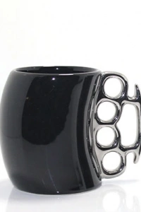 Porselen Muşta Tasarımlı Kupa Bardak Siyah