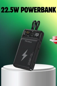 Powerbank Dahili Ekranlı 10000 mAh Çift Kablolu