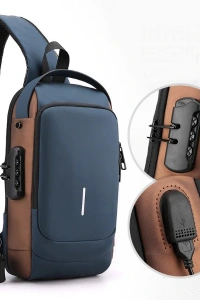 Powerbank Destekli Erkek Ön Göğüs Çantası