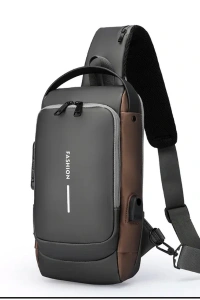 Powerbank Destekli Erkek Ön Göğüs Çantası