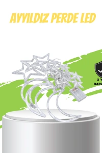 Prizli Perde LED Işık Yıldız ve Ay Figürlü Romantik Aydınlatma