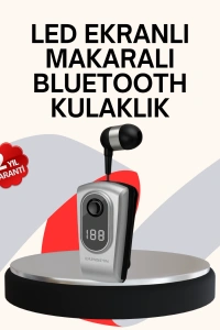 Profesyonel Bluetooth Kulaklık – Klipsli, Titreşimli, Dijital Göstergeli