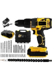 Profesyonel Çift Bataryalı Akülü Vidalama Şarjlı Matkap 24 Parça