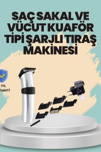 Profesyonel Erkek Tıraş Makinesi – Kablosuz, Paslanmaz Bıçaklı ve Tam Aksesuar