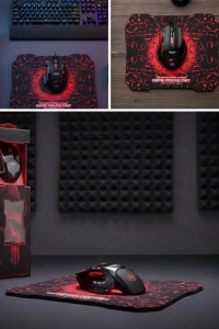 Profesyonel  Mouse Seti Dokuma USB Kablolu RGB Aydınlatmalı