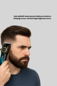 Profesyonel Saç Kesme Makinesi – 2000 mAh Şarjlı, LCD Ekranlı