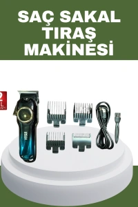 Profesyonel Saç Kesme Makinesi – 2000 mAh Şarjlı, LCD Ekranlı