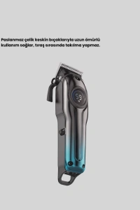 Profesyonel Saç Kesme Makinesi – 2000 mAh Şarjlı, LCD Ekranlı