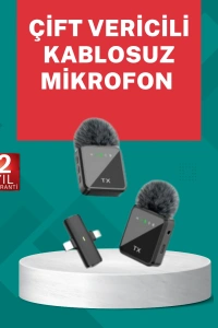 Profesyonel Ses Kayıtları İçin 2’li Kablosuz Yaka Mikrofon Seti