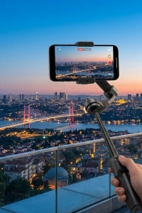 Profesyonel Telefon Gimbal Stabilizer 3 Axis Video Sabitleyici Vlog Tripod