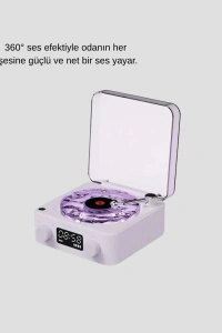 Projektör Işıklı Retro Hoparlör Bluetooth AUX USB Hafıza Kartlı 360° Sesli Şarjlı
