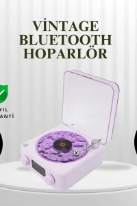 Projektörlü Gece Lambalı Retro Hoparlör – Taşınabilir Bluetooth Speaker