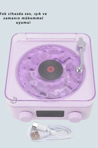 Projektörlü Gece Lambalı Retro Hoparlör – Taşınabilir Bluetooth Speaker