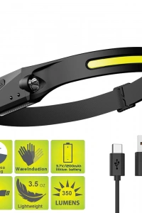 PS-001 5 Aydınlatma Modlu COB LED Sensörlü USB Şarj  Edilebilir Dahili Pilli Kafa Lambası