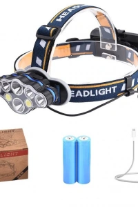 PS-888 Güçlü USB Şarj Edilebilir Profesyonel 8 Modlu 6000 Lümen 8 LED Su Geçirmez Kafa Lambası
