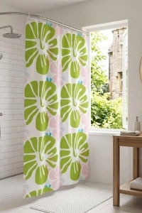 PVC Duş Perdesi - Çift Kanatlı - 12 Halkalı - 90x180 cm