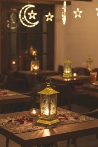 Ramazan Temalı Gold Kare Kubbe LED Lamba