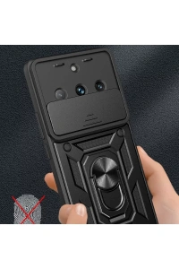 Realme 11 Pro Kılıf Pars Lens Yüzüklü Silikon - Kırmızı