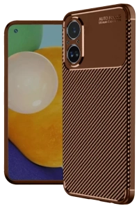 Realme 12 Lite Kılıf Auto Focus Karbon Kapak - Kahverengi