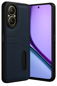 Realme 12 Lite Kılıf Sara Kartvizitli Deri Kılıf - Lacivert