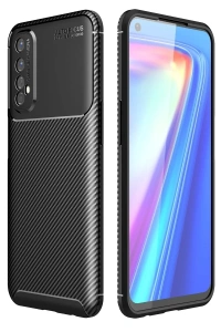 Realme 7 Kılıf Auto Focus Karbon Kapak - Siyah