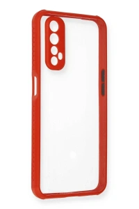 Realme 7 Kılıf Miami Şeffaf Silikon - Kırmızı