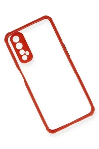 Realme 7 Kılıf Miami Şeffaf Silikon - Kırmızı