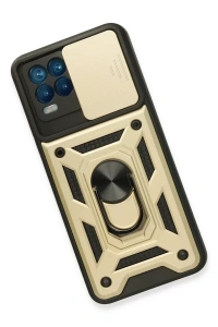 Realme 8 Kılıf Pars Lens Yüzüklü Silikon - Gold