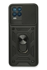 Realme 8 Kılıf Pars Lens Yüzüklü Silikon - Siyah