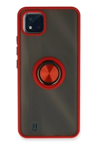 Realme C11 2021 Kılıf Montreal Yüzüklü Silikon Kapak - Kırmızı