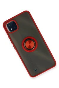 Realme C11 2021 Kılıf Montreal Yüzüklü Silikon Kapak - Kırmızı