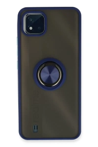 Realme C11 2021 Kılıf Montreal Yüzüklü Silikon Kapak - Lacivert