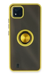Realme C11 2021 Kılıf Montreal Yüzüklü Silikon Kapak - Sarı