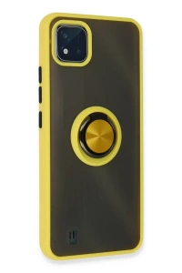 Realme C11 2021 Kılıf Montreal Yüzüklü Silikon Kapak - Sarı