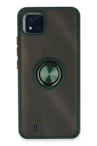 Realme C11 2021 Kılıf Montreal Yüzüklü Silikon Kapak - Yeşil