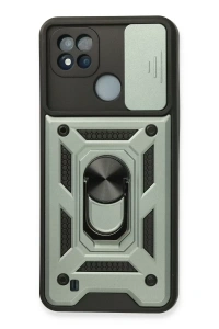 Realme C11 2021 Kılıf Pars Lens Yüzüklü Silikon - Yeşil