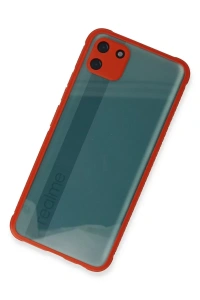 Realme C11 Kılıf Miami Şeffaf Silikon - Kırmızı